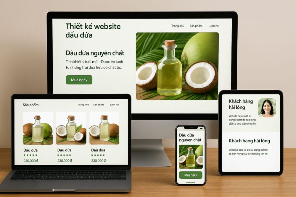 Thiết Kế Website Dầu Dừa Chuẩn SEO, Bán Hàng Hiệu Quả